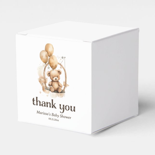 Teddy Bear Gender Neutral Baby Shower Thank You Favour Box (Front Side)