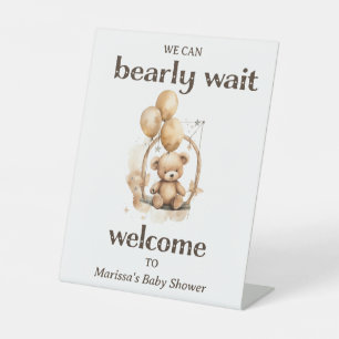 Teddy Bear Gender Neutral Baby Shower Welcome Pedestal Sign