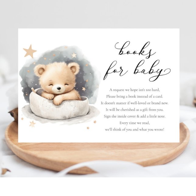 Teddy bear gender neutral books for baby shower enclosure card (Creator Uploaded)