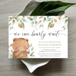 Teddy Bear gender neutral greenery baby shower Invitation