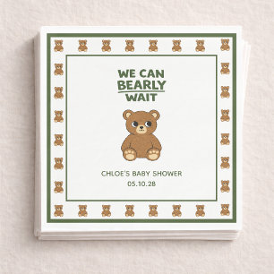 Teddy Bear Gender Neutral Minimalist Baby Shower Napkin