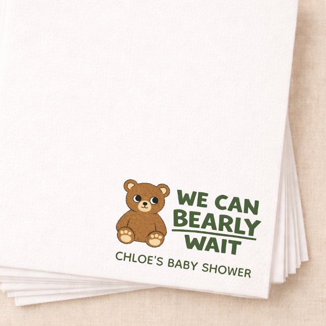 Teddy Bear Gender Neutral Minimalist Baby Shower Napkin (Creator Uploaded)