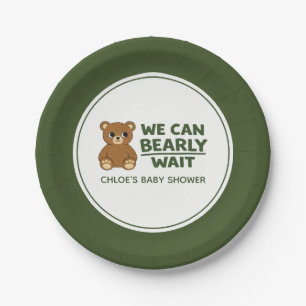 Teddy Bear Gender Neutral Minimalist Baby Shower Paper Plate