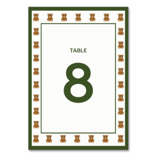 Teddy Bear Gender Neutral Minimalist Baby Shower Table Number