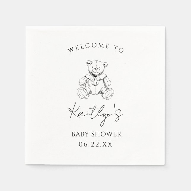 Teddy bear  gender neutral paper napkins (Front)