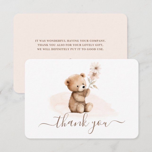 Teddy Bear gender neutral thank you card (Front/Back)