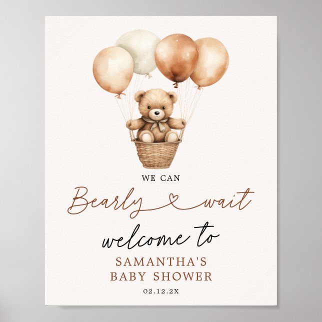 Teddy Bear Gender Neutral Welcome Baby Shower  Poster (Front)
