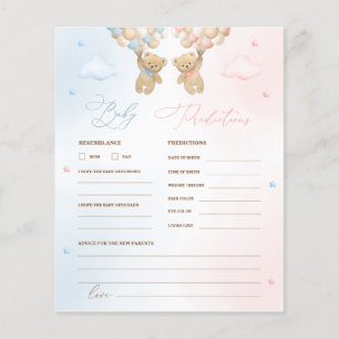 Teddy Bear Gender Reveal Baby Predictions Game