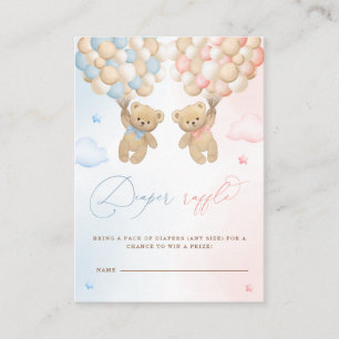 Teddy Bear Gender Reveal Diaper Raffle Enclosure Card