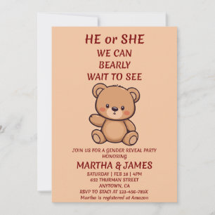 Teddy Bear Gender Reveal Invitation
