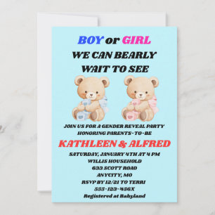 Teddy Bear Gender Reveal Invitation