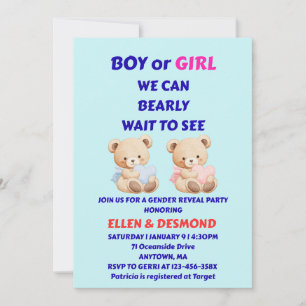 Teddy Bear Gender Reveal Invitation