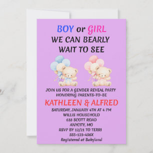 Teddy Bear Gender Reveal Invitation