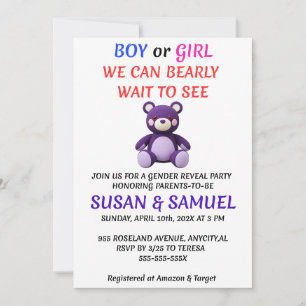Teddy Bear Gender Reveal Invitation