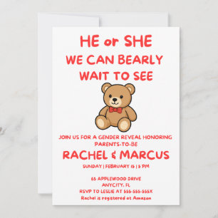 Teddy Bear Gender Reveal Invitation