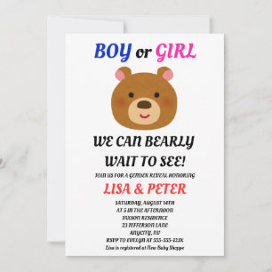 Teddy Bear Gender Reveal Invitation