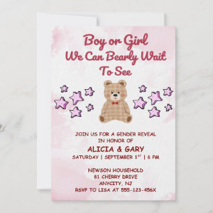 Teddy Bear Gender Reveal Invitation