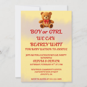 Teddy Bear Gender Reveal Invitation