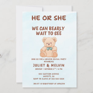 Teddy Bear Gender Reveal Invitation