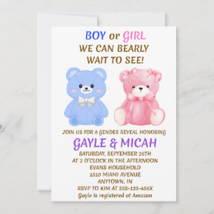 Teddy Bear Gender Reveal Invitation
