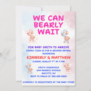 Teddy Bear Gender Reveal Invitation