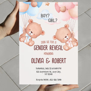  Teddy Bear Gender Reveal Invitation Balloons 