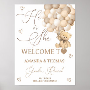 Teddy Bear Gender Reveal Neutral Welcome Sign