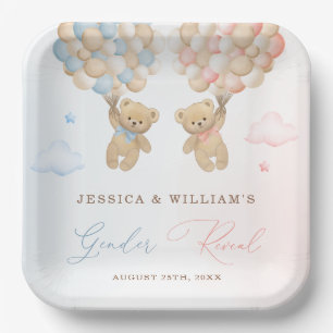 Teddy Bear Gender Reveal  Paper Plate