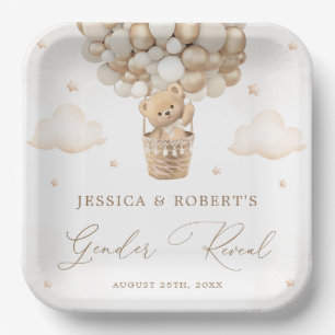 Teddy Bear Gender Reveal Paper Plate