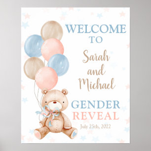 Teddy Bear Gender Reveal Welcome sign