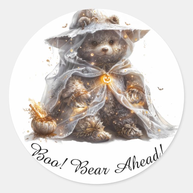 Teddy bear. Ghost. Classic Round Stickers (Front)