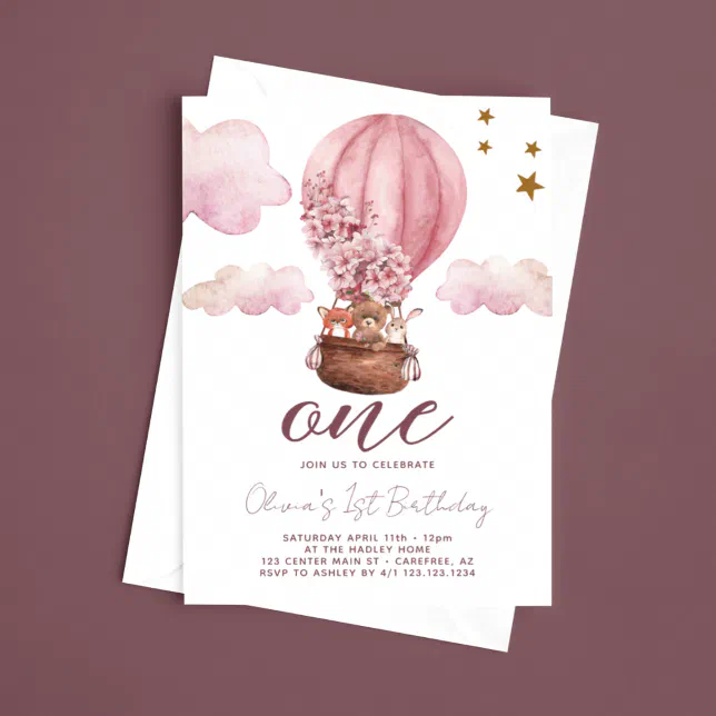 Teddy Bear Girl 1st Birthday Invitation | Zazzle