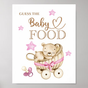 Teddy Bear Girl Baby “Guess the Baby Food” Poster