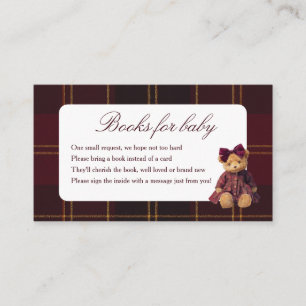 Teddy Bear Girl Baby Shower Books For Baby Enclosure Card