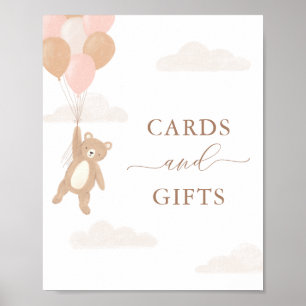 Teddy Bear Girl Baby Shower Cards and Gifts Sign