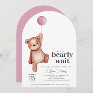 Teddy Bear Girl Baby Shower Invitation
