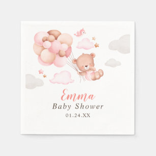 Teddy Bear Girl Baby Shower Napkin