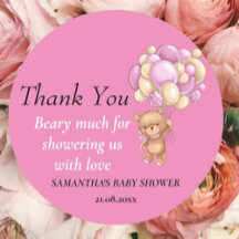 Teddy Bear Girl Baby Shower Thank Theme