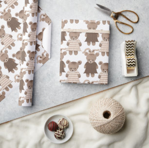 Teddy Bear Girl Baby Shower Wrapping Paper