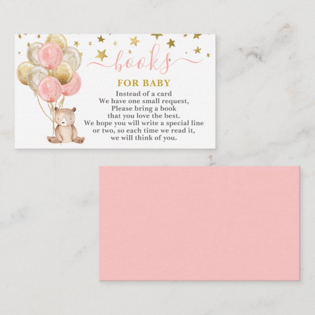 Teddy Bear Girl Bring a Book Card (Front/Back)