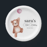 Teddy Bear Girl First Birthday Party Paper Plate<br><div class="desc">Teddy Bear Girl First Birthday Party</div>