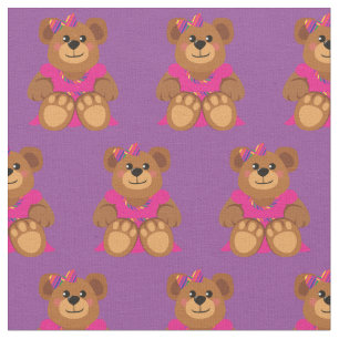 Teddy Bear Girl in Dress Cute Fabric