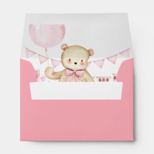 Teddy Bear Girl Pink Baby Shower Envelopes