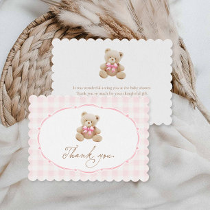 Teddy Bear Girl Pink Baby Shower Thank You Card