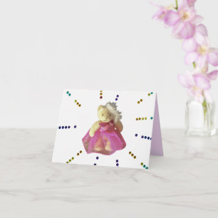 Teddy bear girl pink Happy Birthday Card cute