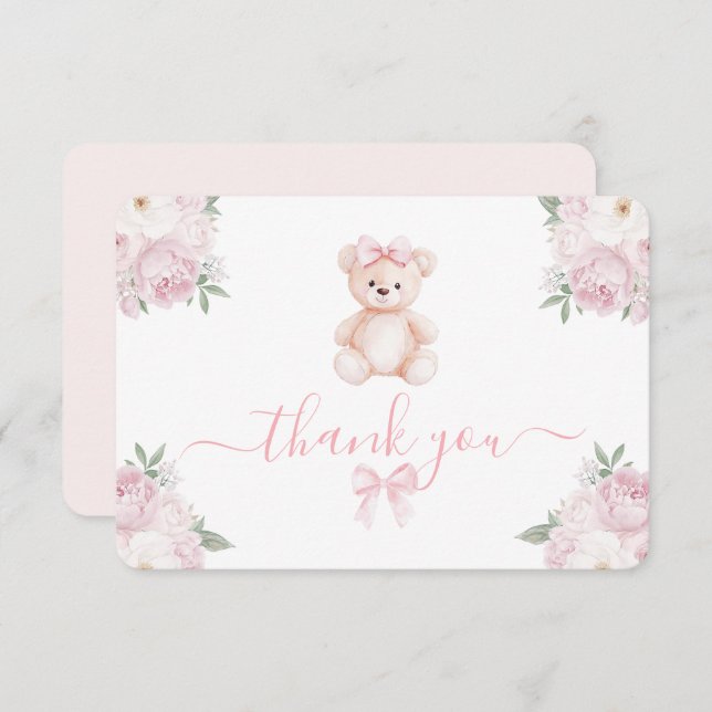 Teddy Bear Girl Thank You Card (Front/Back)