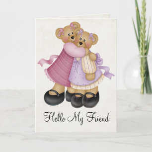 Teddy Bear Girlfriends 2 Friendship Greeting Card