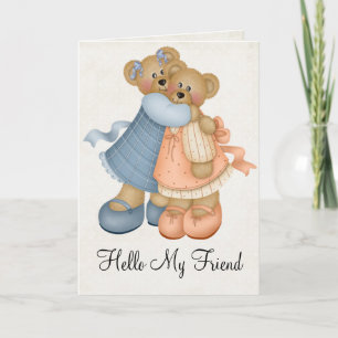 Teddy Bear Girlfriends Friendship Greeting Card