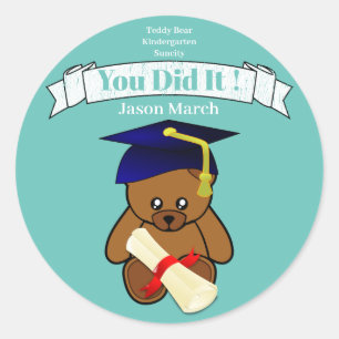 teddy bear graduation - you did it classic round sticker