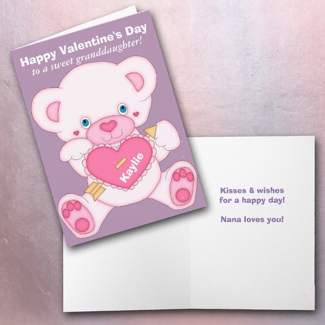 Teddy Bear Granddaughter Valentine Holiday Card (Creator Uploaded)